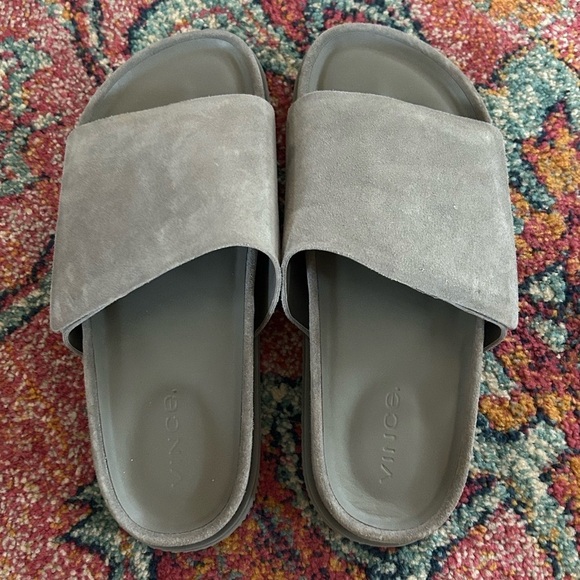 Vince | Men’s ‘Smoke’ Grey Suede Velcro Del Rey Classic Slide Sandals, size 8.5 main image 16